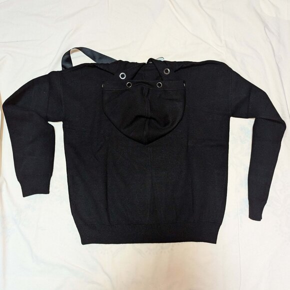 Revolve One Grey Day Black Sydney Grommet Hoodie M - Picture 3 of 9